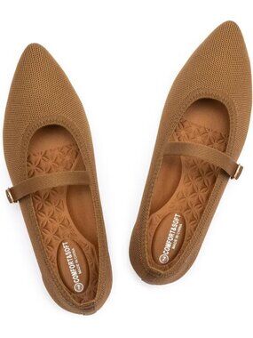 Women's Solid Bronze Mesh Mary Jane Pointed Toe Lightweight Washable Flat Shoes